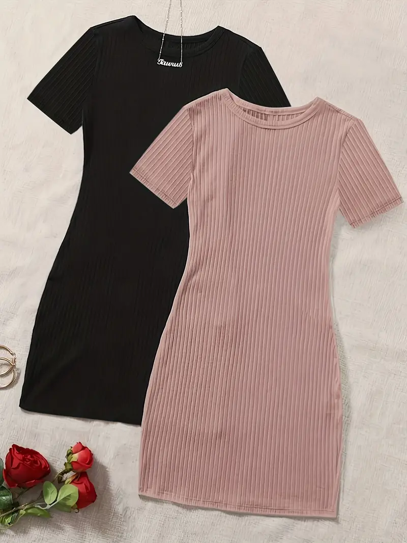 Giogiotaimis 2-Pack Women's Solid Casual Dresses